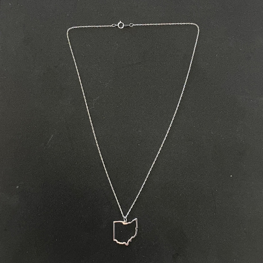 Ohio State Outline .925 Sterling Silver Necklace